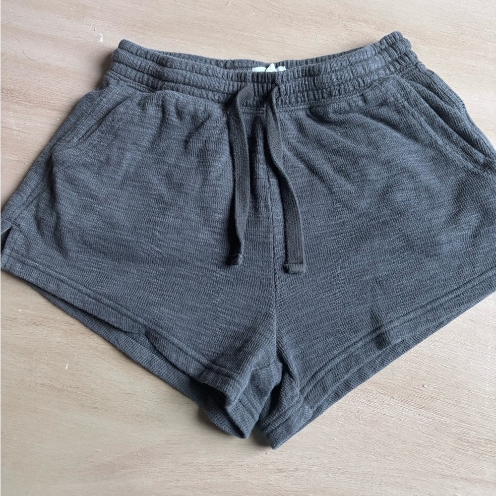 aerie Ribbed Drawstring Athletic Shorts - Charcoal